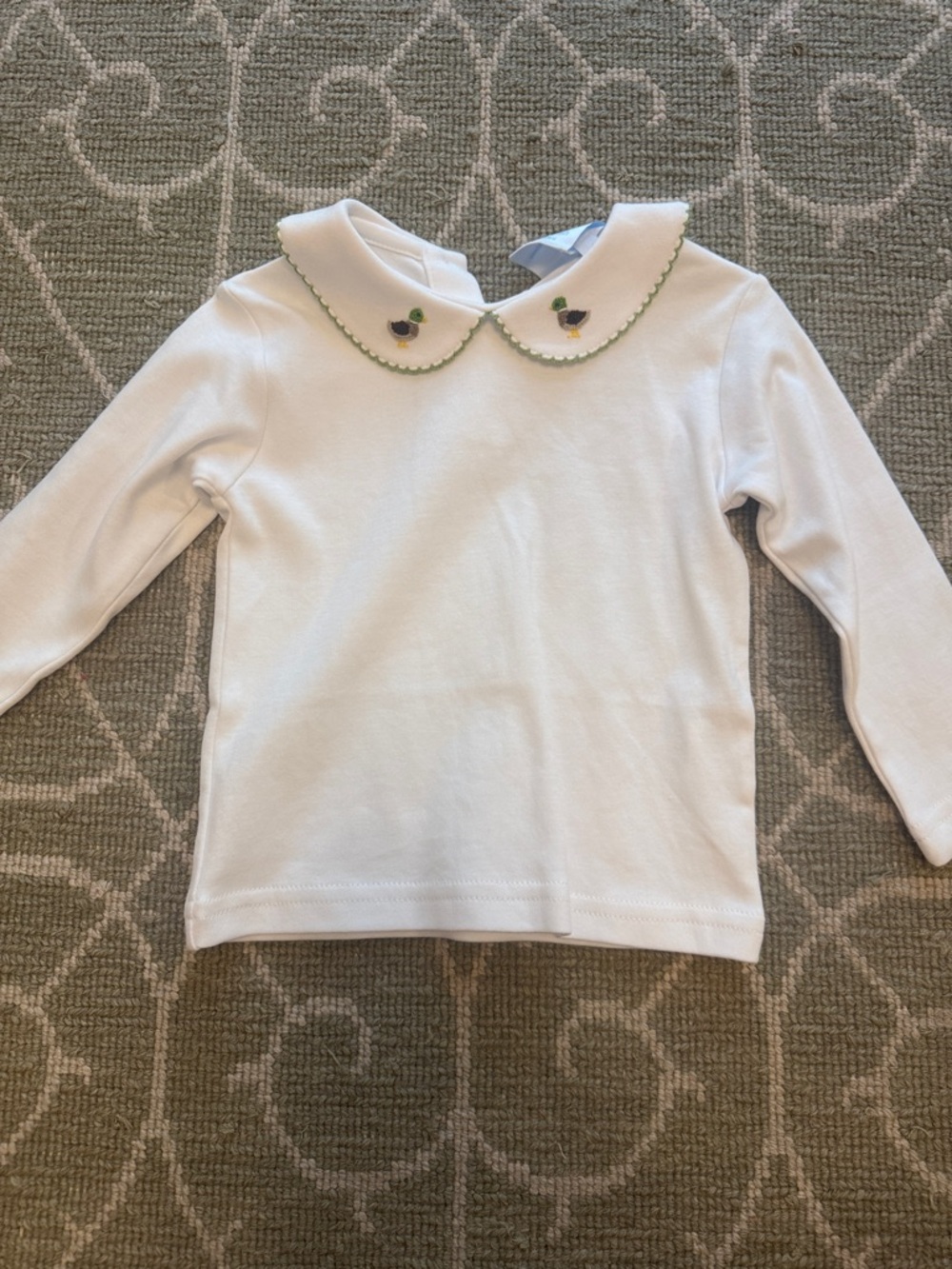 Little English Boys' White Long-Sleeve Polo Top with Peter Pan Collar 18 Months